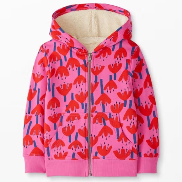 Hanna Andersson Print Faux Shearling Lined Hoodie Size 8